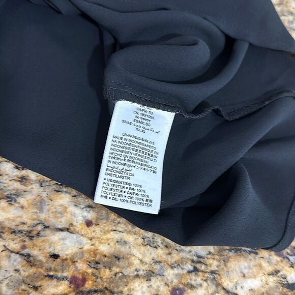 Lark & Ro Black Solid Collared Long Sleeve Blouse Top Size XL - Picture 7 of 10